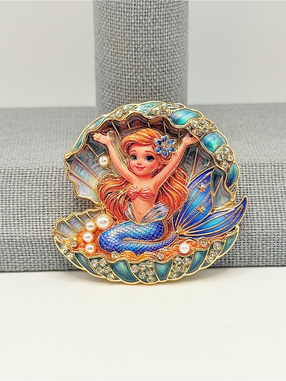 Seashell Mermaid in Bright Colors w/Clear Rhinestones